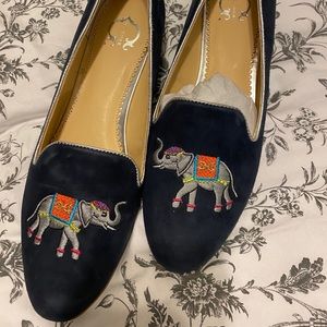 C Wonder Embroidered Suède Smoking Slippers/Loafer